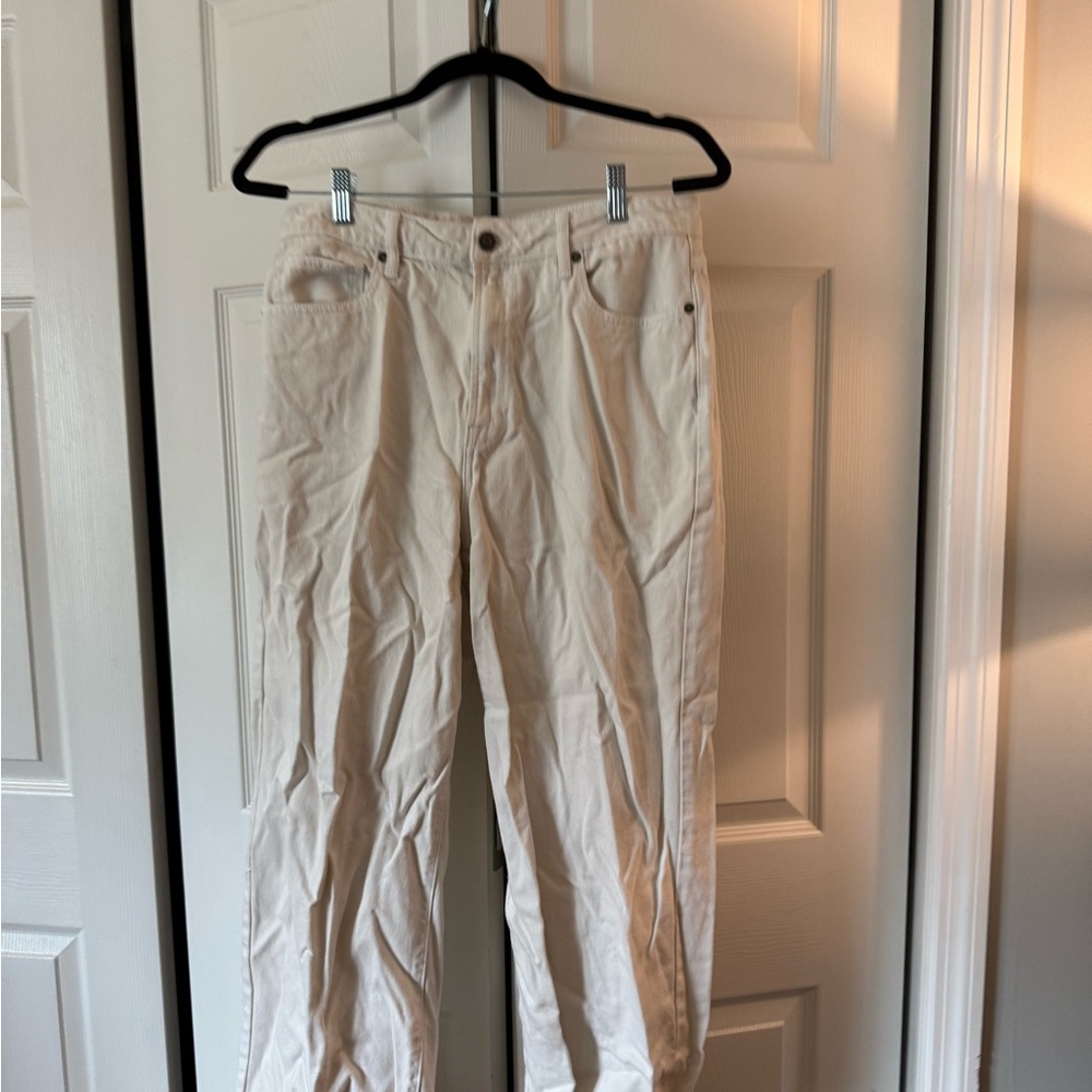 Women's Cream Straight Leg Jeans